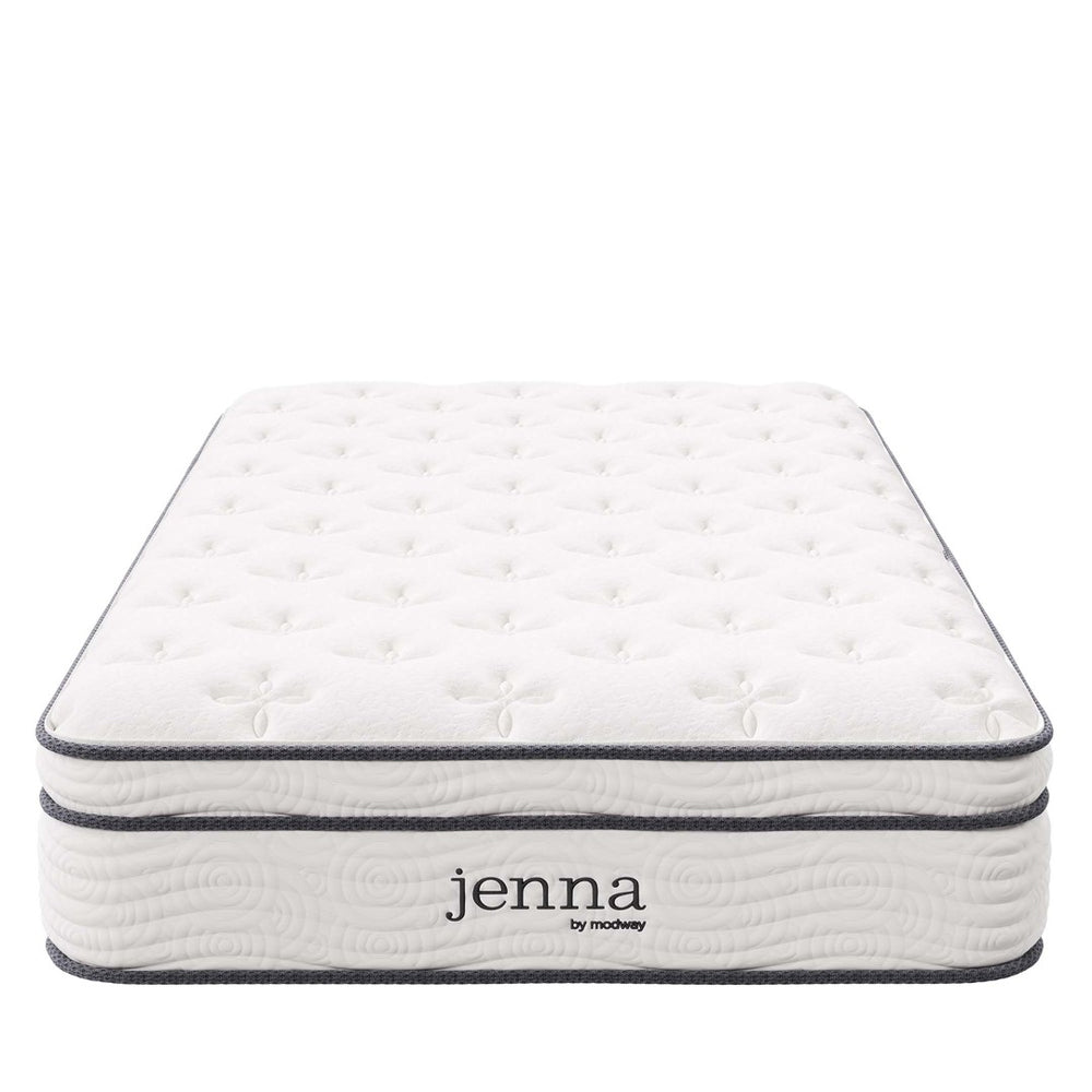 Modway Furniture Jenna 10" Twin XL Hybrid Mattress - Supportive Innerspring & Foam, Breathable Pillow-Top Comfort MOD-6363-WHI