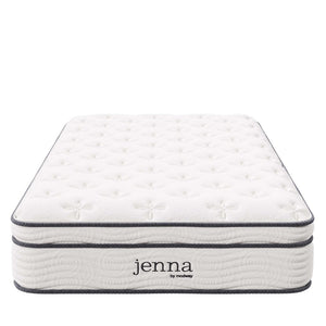 Modway Furniture Jenna 10" Twin XL Hybrid Mattress - Supportive Innerspring & Foam, Breathable Pillow-Top Comfort MOD-6363-WHI