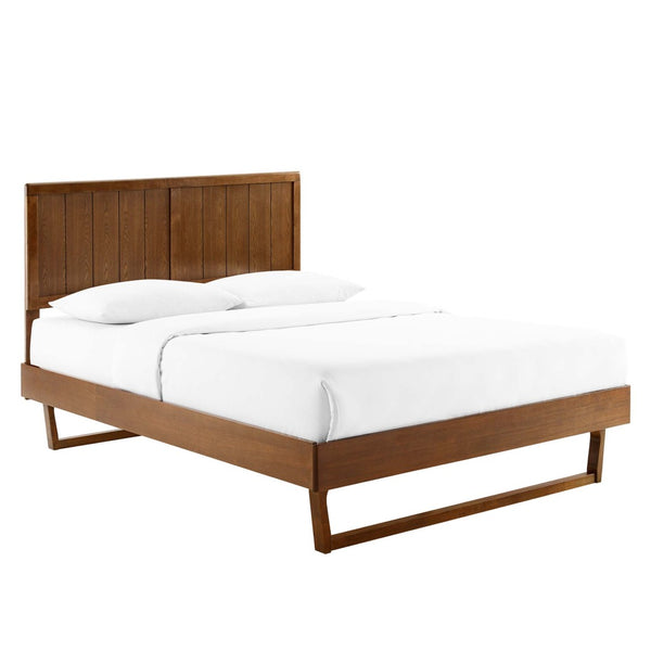 Modway Furniture Alana Wood Queen Platform Bed - Mid-Century Modern Design with Angular Frame & Solid Support System MOD-6378-WAL