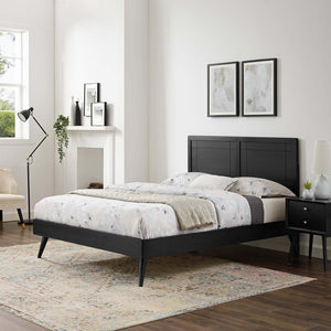 Modway Furniture Marlee Wood Queen Platform Bed with Mid-Century Design and Sturdy Slat Support for Ultimate Comfort Black MOD-6382-BLK