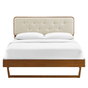 Modway Furniture Bridgette Queen Platform Bed - Mid-Century Modern Design with Durable Craftsmanship and Style Walnut Beige MOD-6387-WAL-BEI