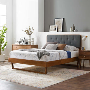 Modway Furniture Bridgette Queen Platform Bed - Mid-Century Modern Design with Durable Craftsmanship and Style Walnut Charcoal MOD-6387-WAL-CHA