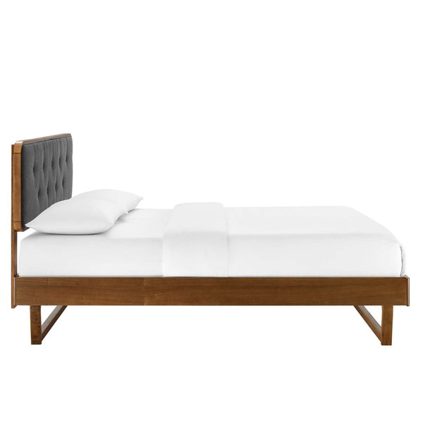 Modway Furniture Bridgette Queen Platform Bed - Mid-Century Modern Design with Durable Craftsmanship and Style Walnut Charcoal MOD-6387-WAL-CHA