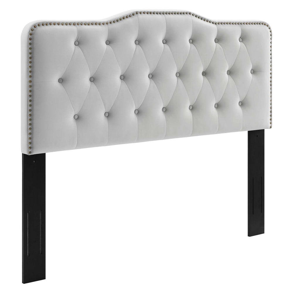 Modway Furniture Sophia Tufted Performance Velvet Twin Headboard - Vintage-Modern Glamour with Adjustable Height Light Gray MOD-6409-LGR