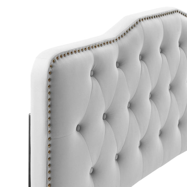 Modway Furniture Sophia Tufted Performance Velvet Twin Headboard - Vintage-Modern Glamour with Adjustable Height Light Gray MOD-6409-LGR