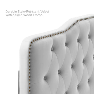 Modway Furniture Sophia Tufted Performance Velvet Twin Headboard - Vintage-Modern Glamour with Adjustable Height Light Gray MOD-6409-LGR