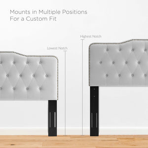 Modway Furniture Sophia Tufted Performance Velvet Twin Headboard - Vintage-Modern Glamour with Adjustable Height Light Gray MOD-6409-LGR
