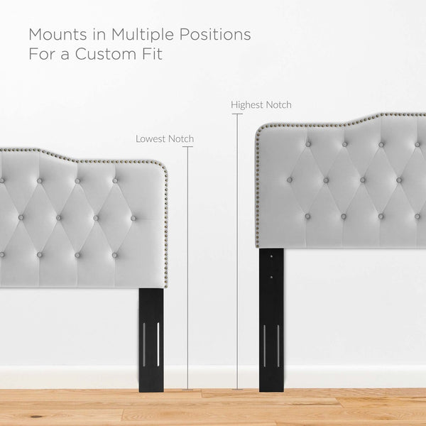 Modway Furniture Sophia Tufted Performance Velvet Twin Headboard - Vintage-Modern Glamour with Adjustable Height Light Gray MOD-6409-LGR