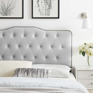 Modway Furniture Sophia Tufted Performance Velvet Twin Headboard - Vintage-Modern Glamour with Adjustable Height Light Gray MOD-6409-LGR
