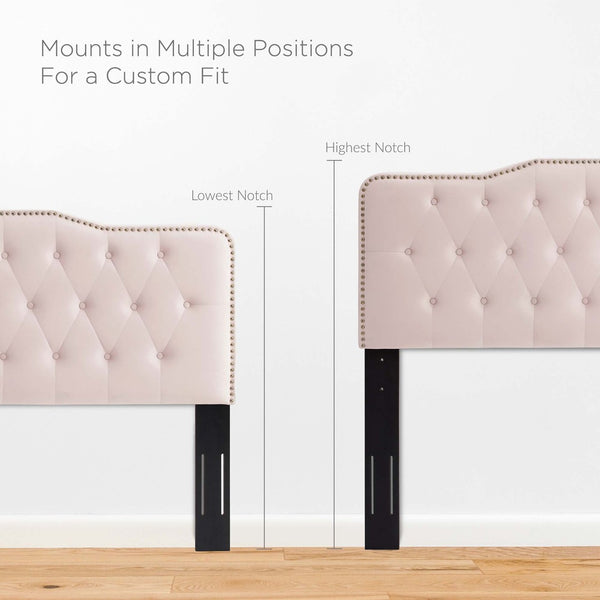 Modway Furniture Sophia Tufted Performance Velvet Twin Headboard - Vintage-Modern Glamour with Adjustable Height Pink MOD-6409-PNK
