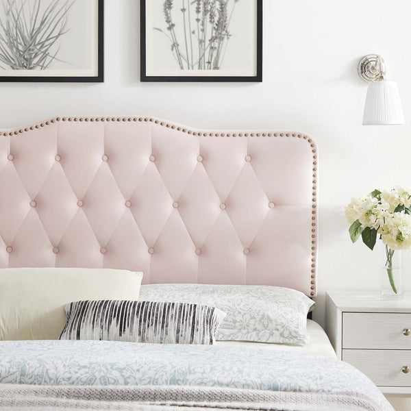 Modway Furniture Sophia Tufted Performance Velvet Headboard – Adjustable Glam for Full/Queen Beds in Elegant Pink MOD-6410-PNK