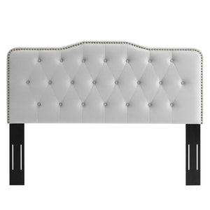 Modway Furniture Sophia Tufted Velvet Headboard - Luxurious Adjustable King/California King Design in Light Gray MOD-6411-LGR