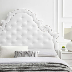 Modway Furniture Diana Tufted Velvet Twin Headboard - Elegant Stain-Resistant Design with Adjustable Height for Comfort MOD-6416-WHI
