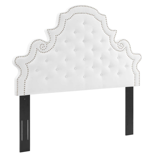 Modway Furniture Diana Tufted Performance Velvet Headboard - Elegant Vintage Glamour for Full and Queen Beds White MOD-6417-WHI