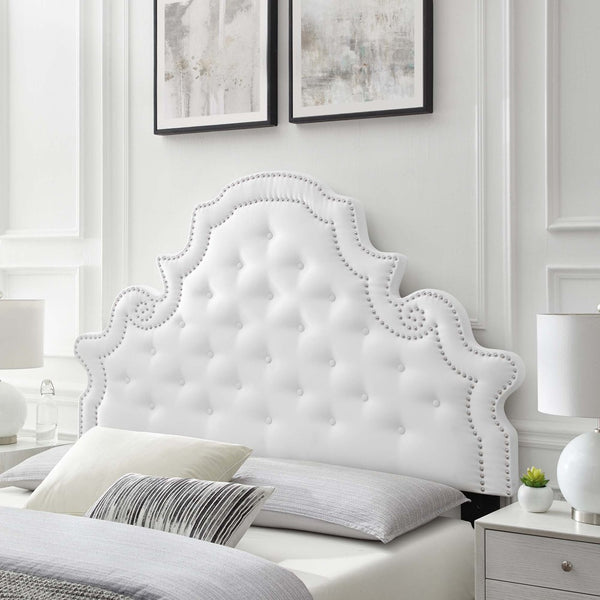 Modway Furniture Diana Tufted Performance Velvet Headboard - Elegant Vintage Glamour for Full and Queen Beds White MOD-6417-WHI