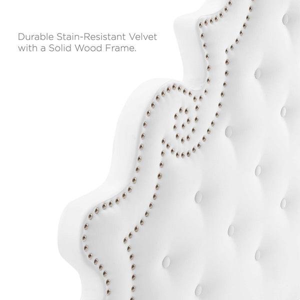 Modway Furniture Diana Tufted Performance Velvet Headboard - Elegant Vintage Glamour for Full and Queen Beds White MOD-6417-WHI