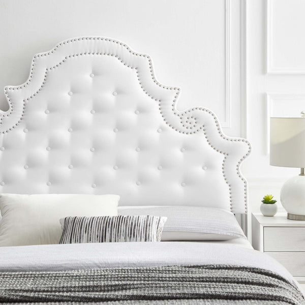 Modway Furniture Diana Tufted Performance Velvet Headboard - Elegant Vintage Glamour for Full and Queen Beds White MOD-6417-WHI