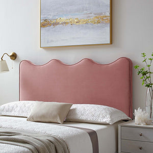 Modway Furniture Athena Performance Velvet Twin Headboard - Elegant Scalloped Design for Stylish Bedroom Comfort Dusty Rose MOD-6519-DUS