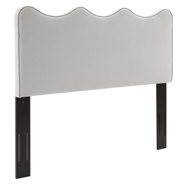 Modway Furniture Athena Performance Velvet Twin Headboard - Elegant Scalloped Design for Stylish Bedroom Comfort Light Gray MOD-6519-LGR