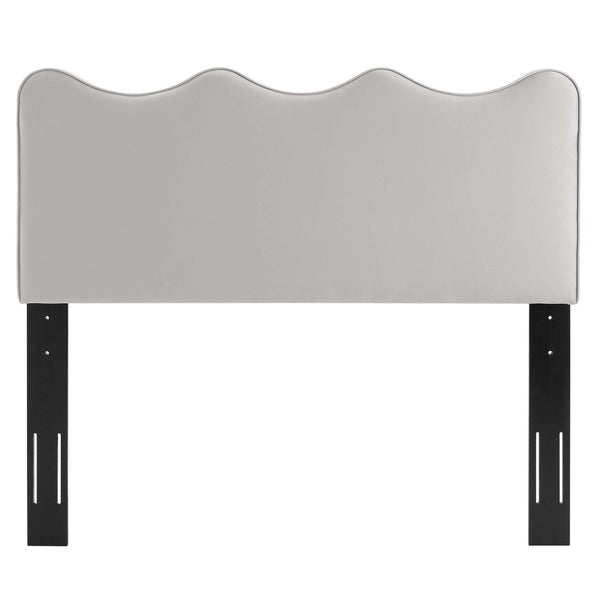Modway Furniture Athena Performance Velvet Twin Headboard - Elegant Scalloped Design for Stylish Bedroom Comfort Light Gray MOD-6519-LGR