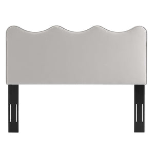 Modway Furniture Athena Performance Velvet Twin Headboard - Elegant Scalloped Design for Stylish Bedroom Comfort Light Gray MOD-6519-LGR