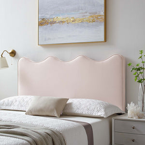 Modway Furniture Athena Performance Velvet Twin Headboard - Elegant Scalloped Design for Stylish Bedroom Comfort Pink MOD-6519-PNK