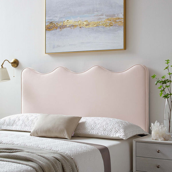 Modway Furniture Athena Performance Velvet Twin Headboard - Elegant Scalloped Design for Stylish Bedroom Comfort Pink MOD-6519-PNK