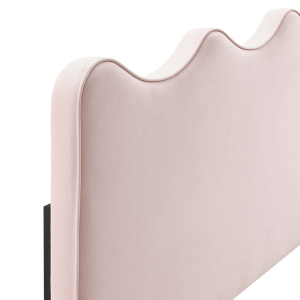 Modway Furniture Athena Performance Velvet Twin Headboard - Elegant Scalloped Design for Stylish Bedroom Comfort Pink MOD-6519-PNK