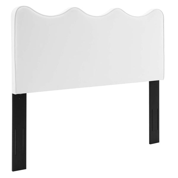 Modway Furniture Athena Performance Velvet Twin Headboard - Elegant Scalloped Design for Stylish Bedroom Comfort White MOD-6519-WHI