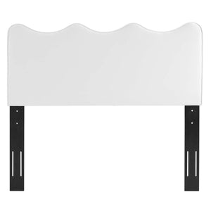 Modway Furniture Athena Performance Velvet Twin Headboard - Elegant Scalloped Design for Stylish Bedroom Comfort White MOD-6519-WHI