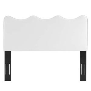 Modway Furniture Athena Performance Velvet Full/Queen Headboard - Coastal Elegance, Plush Comfort, Adjustable Design White MOD-6520-WHI