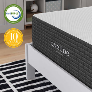 Modway Furniture Aveline 12" Gel-Infused Memory Foam Twin Mattress - Cool, Supportive Sleep with Removable Cover MOD-6598-WHI