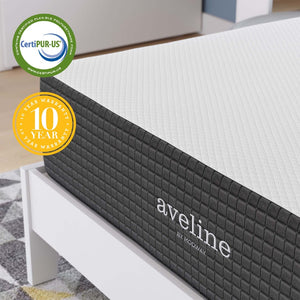 Modway Furniture Aveline 12" Memory Foam Full Mattress - Gel-Infused Cooling Comfort, Pressure Relief, CertiPUR-US® Safe MOD-6599-WHI