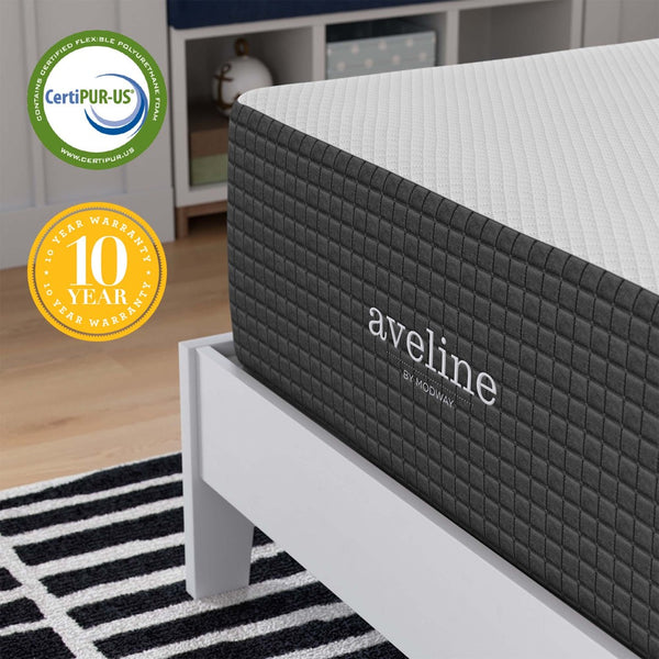 Modway Furniture Aveline 14" Gel-Infused Memory Foam Twin Mattress - Cool, Comfortable Sleep & Pressure Relief MOD-6602-WHI