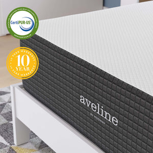 Modway Furniture Aveline 14" Gel-Infused Memory Foam Full Mattress – Cool Comfort, Pressure Relief & Easy Care Cover MOD-6603-WHI