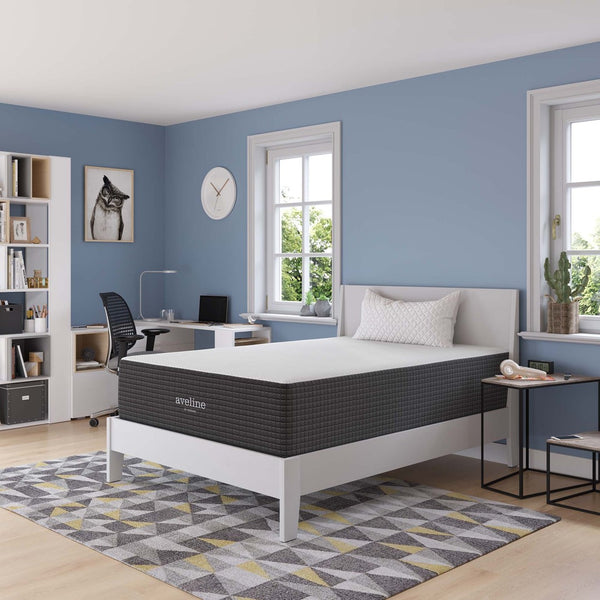 Modway Furniture Aveline 14" Gel-Infused Memory Foam Full Mattress – Cool Comfort, Pressure Relief & Easy Care Cover MOD-6603-WHI