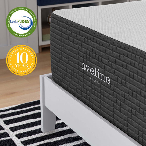 Modway Furniture Aveline 16" Twin Memory Foam Mattress - Cooling Gel, Pressure Relief, Motion Isolation for Better Sleep MOD-6606-WHI