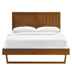 Modway Furniture Alana King Platform Bed - Mid-Century Modern Design with Angular Frame, Walnut Finish & Supportive Slats MOD-6617-WAL