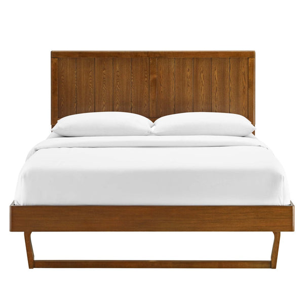 Modway Furniture Alana King Platform Bed - Mid-Century Modern Design with Angular Frame, Walnut Finish & Supportive Slats MOD-6617-WAL