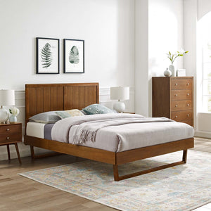 Modway Furniture Alana Twin Platform Bed - Mid-Century Modern Design with Sturdy Frame, Wood Slats & Angular Legs MOD-6618-WAL