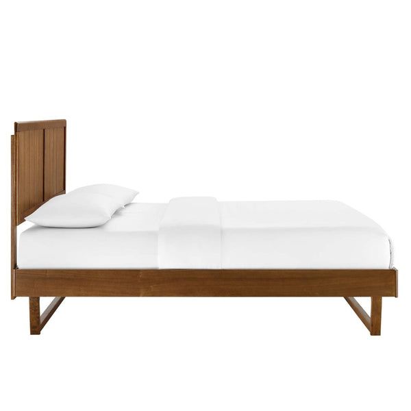 Modway Furniture Alana Twin Platform Bed - Mid-Century Modern Design with Sturdy Frame, Wood Slats & Angular Legs MOD-6618-WAL