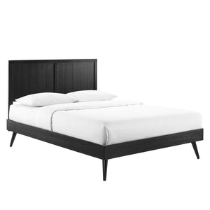 Modway Furniture Alana Wood Full Platform Bed - Mid-Century Modern Design with Durable Support and Easy Assembly Black MOD-6619-BLK