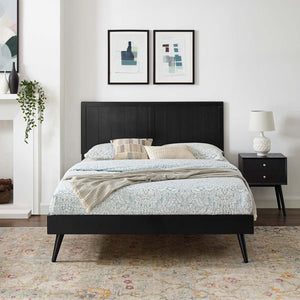 Modway Furniture Alana Wood Full Platform Bed - Mid-Century Modern Design with Durable Support and Easy Assembly Black MOD-6619-BLK