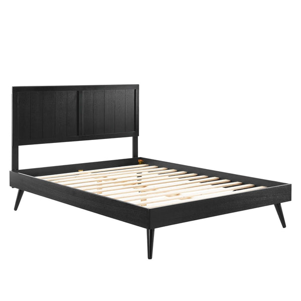 Modway Furniture Alana Wood Full Platform Bed - Mid-Century Modern Design with Durable Support and Easy Assembly Black MOD-6619-BLK