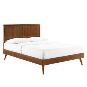 Modway Furniture Alana Wood King Platform Bed – Mid-Century Modern Design with Sturdy Support and Sleek Style Walnut MOD-6620-WAL
