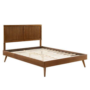 Modway Furniture Alana Wood King Platform Bed – Mid-Century Modern Design with Sturdy Support and Sleek Style Walnut MOD-6620-WAL