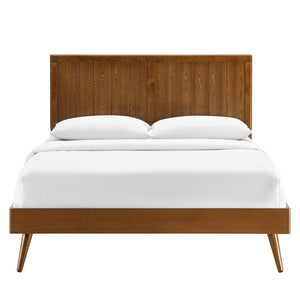 Modway Furniture Alana Wood King Platform Bed – Mid-Century Modern Design with Sturdy Support and Sleek Style Walnut MOD-6620-WAL