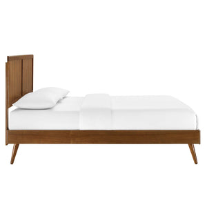 Modway Furniture Alana Wood Twin Platform Bed - Mid-Century Modern Design, Sturdy Slat Support & Stylish Splayed Legs MOD-6621-WAL