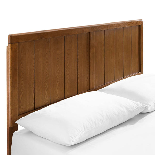 Modway Furniture Alana Wood Twin Platform Bed - Mid-Century Modern Design, Sturdy Slat Support & Stylish Splayed Legs MOD-6621-WAL