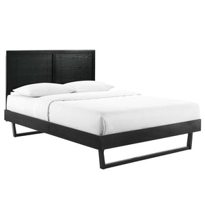 Modway Furniture Marlee Wood Full Platform Bed with Mid-Century Angular Frame for Stylish Bedroom Support and Comfort Black MOD-6625-BLK